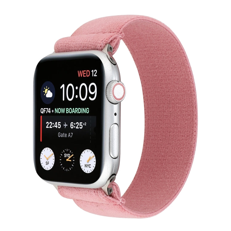 Elastic Nylon Braid Watch Band For Apple Watch Ultra 49mm&Watch Ultra 2 49mm / Series 9&8&7 45mm / SE 3&SE 2&6&SE&5&4 44mm / 3&2&1 42mm(Smoke Pink) by buy2fix
