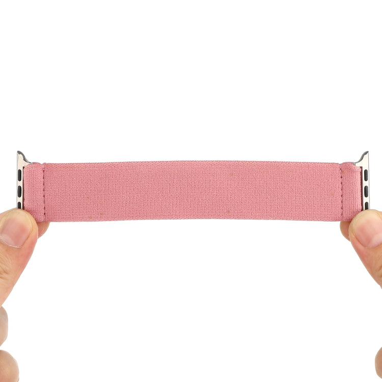 Elastic Nylon Braid Watch Band For Apple Watch Ultra 49mm&Watch Ultra 2 49mm / Series 9&8&7 45mm / SE 3&SE 2&6&SE&5&4 44mm / 3&2&1 42mm(Smoke Pink) by buy2fix