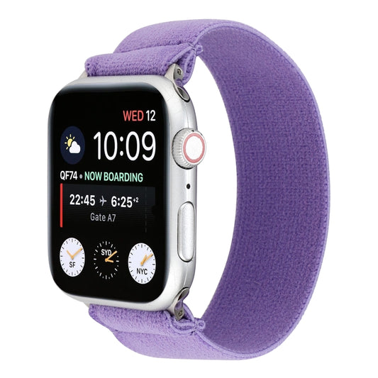Elastic Nylon Braid Watch Band For Apple Watch Ultra 49mm&Watch Ultra 2 49mm / Series 9&8&7 45mm / SE 3&SE 2&6&SE&5&4 44mm / 3&2&1 42mm(Purple) by buy2fix
