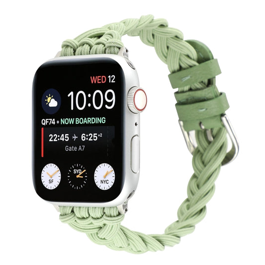 Single Elastic Nylon Braid Watch Band For Apple Watch Ultra 49mm&Watch Ultra 2 49mm / Series 9&8&7 45mm / SE 3&SE 2&6&SE&5&4 44mm / 3&2&1 42mm(Green) by buy2fix