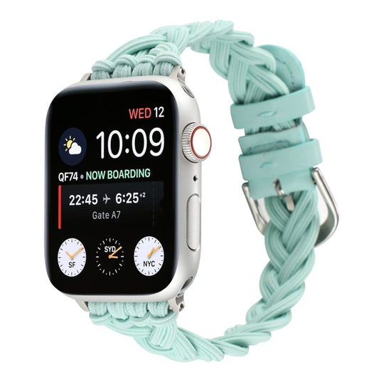 Single Elastic Nylon Braid Watch Band For Apple Watch Ultra 49mm&Watch Ultra 2 49mm / Series 9&8&7 45mm / SE 3&SE 2&6&SE&5&4 44mm / 3&2&1 42mm(Teal Green) by buy2fix