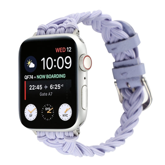 Single Elastic Nylon Braid Watch Band For Apple Watch Ultra 49mm&Watch Ultra 2 49mm / Series 9&8&7 45mm / SE 3&SE 2&6&SE&5&4 44mm / 3&2&1 42mm(Purple) by buy2fix