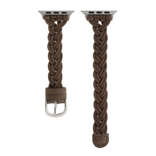 Single Elastic Nylon Braid Watch Band For Apple Watch Ultra 49mm&Watch Ultra 2 49mm / Series 9&8&7 45mm / SE 3&SE 2&6&SE&5&4 44mm / 3&2&1 42mm(Brown) by buy2fix