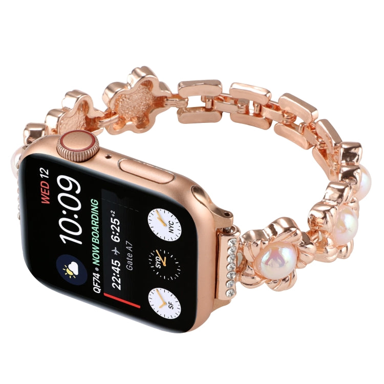 Flower Bracelet Metal Watch Band For Apple Watch Ultra 49mm&Watch Ultra 2 49mm / Series 9&8&7 45mm / SE 3&SE 2&6&SE&5&4 44mm / 3&2&1 42mm(Rose Gold) by buy2fix