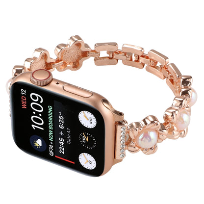 Flower Bracelet Metal Watch Band For Apple Watch Series 9&8&7 41mm / SE 3&SE 2&6&SE&5&4 40mm / 3&2&1 38mm(Rose Gold) by buy2fix