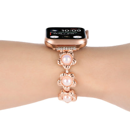 Flower Bracelet Metal Watch Band For Apple Watch Series 9&8&7 41mm / SE 3&SE 2&6&SE&5&4 40mm / 3&2&1 38mm(Rose Gold) by buy2fix