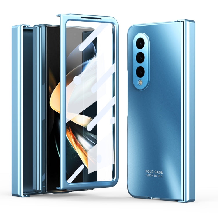 For Samsung Galaxy Z Fold4 5G Integrated Electroplating Folding All-inclusive Phone Case(Blue) - Galaxy Z Fold4 5G Cases by buy2fix | Online Shopping UK | buy2fix