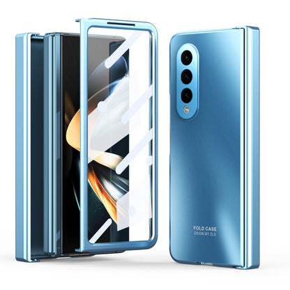 For Samsung Galaxy Z Fold4 5G Integrated Electroplating Folding All-inclusive Phone Case(Blue) - Galaxy Z Fold4 5G Cases by buy2fix | Online Shopping UK | buy2fix