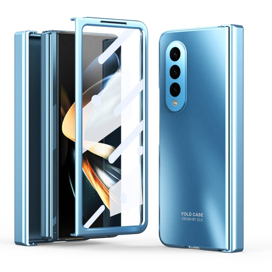 For Samsung Galaxy Z Fold4 5G Integrated Electroplating Folding All-inclusive Phone Case(Blue) - Galaxy Z Fold4 5G Cases by buy2fix | Online Shopping UK | buy2fix