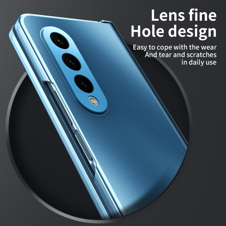 For Samsung Galaxy Z Fold4 5G Integrated Electroplating Folding All-inclusive Phone Case(Blue) - Galaxy Z Fold4 5G Cases by buy2fix | Online Shopping UK | buy2fix