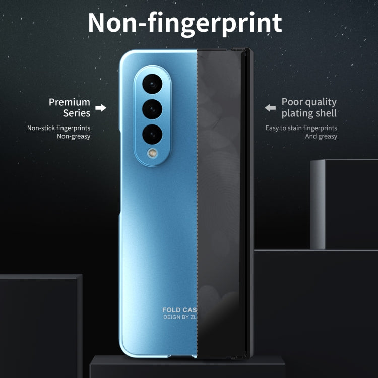 For Samsung Galaxy Z Fold4 5G Integrated Electroplating Folding All-inclusive Phone Case(Blue) - Galaxy Z Fold4 5G Cases by buy2fix | Online Shopping UK | buy2fix