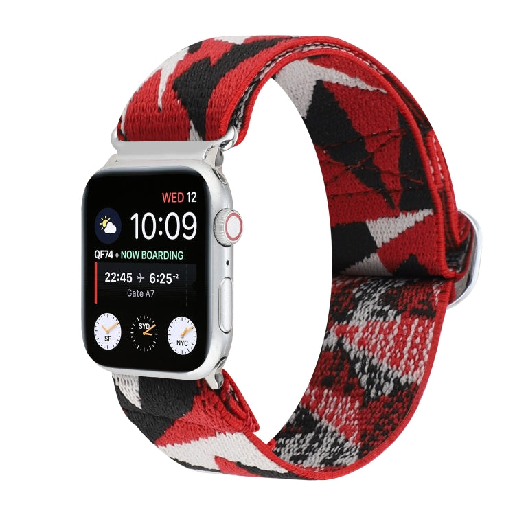 For Apple Watch Ultra 49mm&Watch Ultra 2 49mm / Series 9&8&7 45mm / SE 3&SE 2&6&SE&5&4 44mm / 3&2&1 42mm Buckle Elastic Nylon Watch Band(Red White) by buy2fix