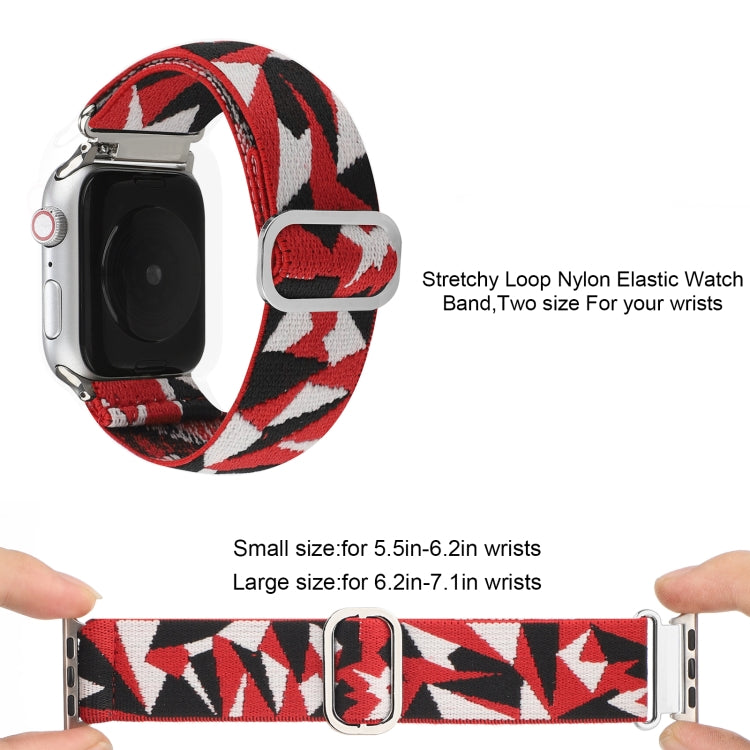 For Apple Watch Ultra 49mm&Watch Ultra 2 49mm / Series 9&8&7 45mm / SE 3&SE 2&6&SE&5&4 44mm / 3&2&1 42mm Buckle Elastic Nylon Watch Band(Red White) by buy2fix
