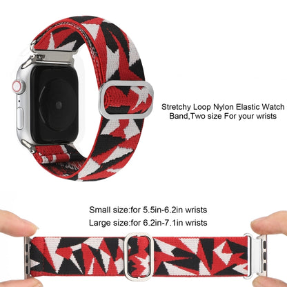 For Apple Watch Ultra 49mm&Watch Ultra 2 49mm / Series 9&8&7 45mm / SE 3&SE 2&6&SE&5&4 44mm / 3&2&1 42mm Buckle Elastic Nylon Watch Band(Red White) by buy2fix
