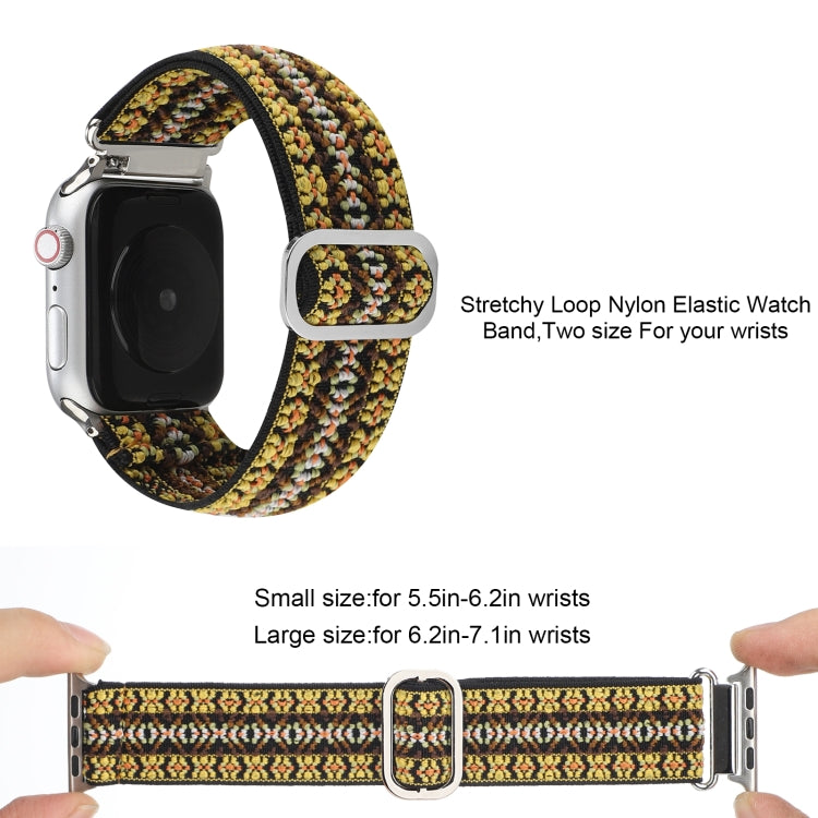 For Apple Watch Ultra 49mm&Watch Ultra 2 49mm / Series 9&8&7 45mm / SE 3&SE 2&6&SE&5&4 44mm / 3&2&1 42mm Buckle Elastic Nylon Watch Band(Light Yellow) by buy2fix