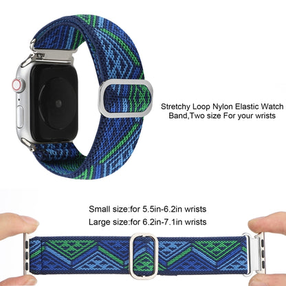 For Apple Watch Ultra 49mm&Watch Ultra 2 49mm / Series 9&8&7 45mm / SE 3&SE 2&6&SE&5&4 44mm / 3&2&1 42mm Buckle Elastic Nylon Watch Band(Dark Blue) by buy2fix
