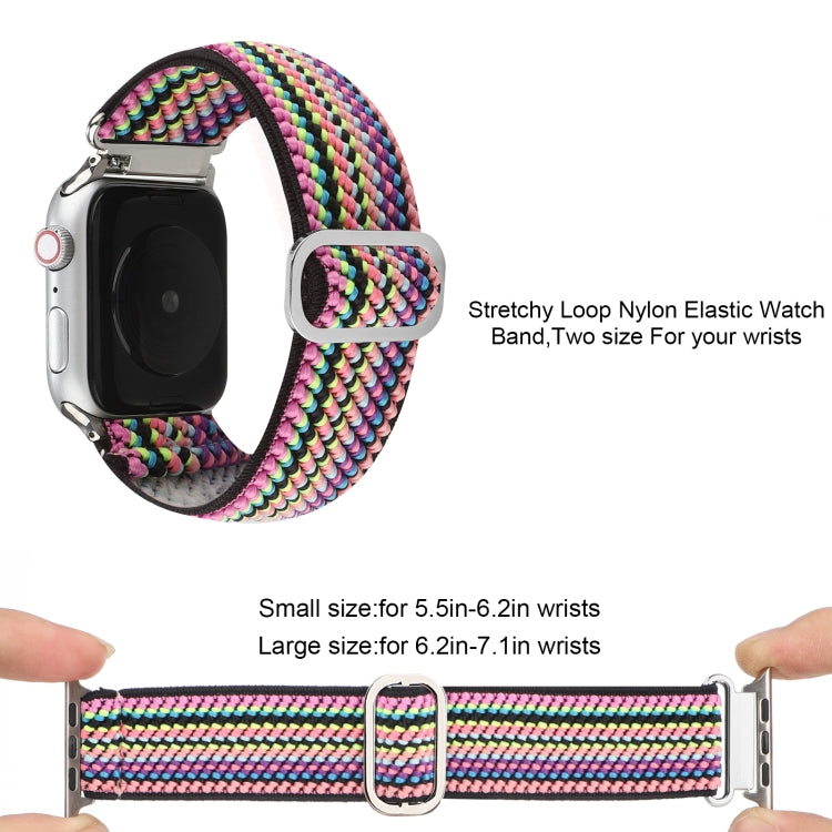 For Apple Watch Ultra 49mm&Watch Ultra 2 49mm / Series 9&8&7 45mm / SE 3&SE 2&6&SE&5&4 44mm / 3&2&1 42mm Buckle Elastic Nylon Watch Band(Pink) by buy2fix