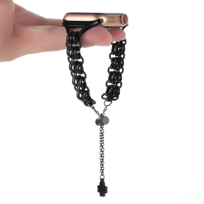 Dual-row Chain Metal Watch Band For Apple Watch Ultra 49mm&Watch Ultra 2 49mm / Series 9&8&7 45mm / SE 3&SE 2&6&SE&5&4 44mm / 3&2&1 42mm(Black) by buy2fix