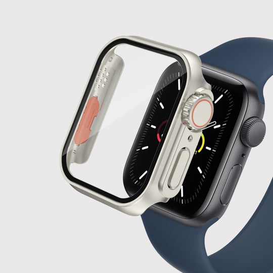 For Apple Watch Series SE 2025 / SE 2 / 6 / SE / 5 / 4 44mm Film PC Watch Case with Detachable Button(Silver)