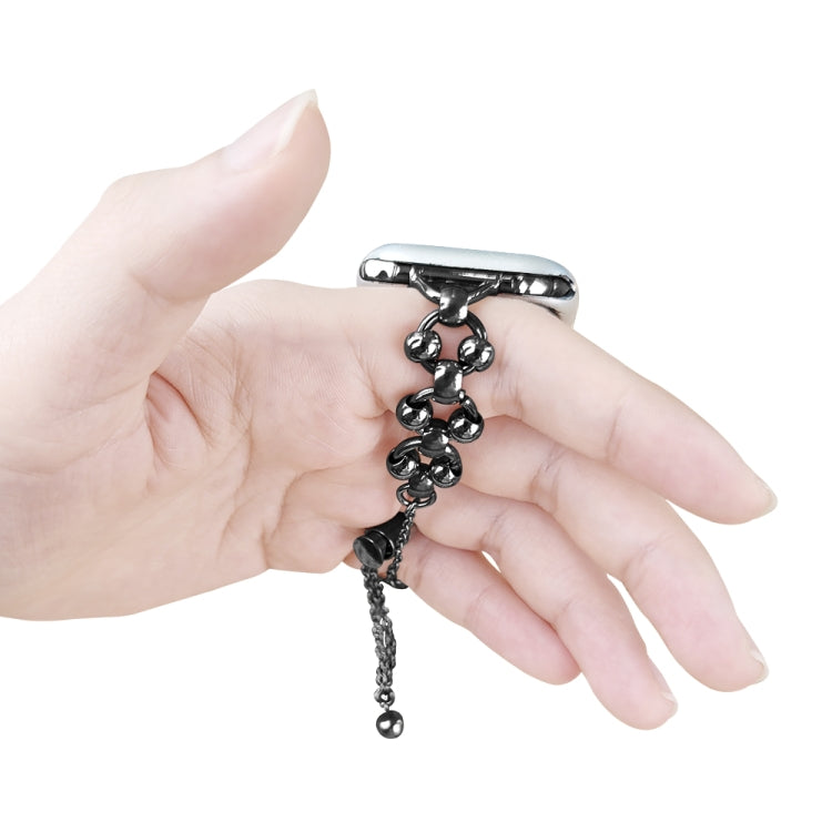 Steel Ball Chain Watch Band For Apple Watch Ultra 49mm&Watch Ultra 2 49mm / Series 9&8&7 45mm / SE 3&SE 2&6&SE&5&4 44mm / 3&2&1 42mm (Black) by buy2fix