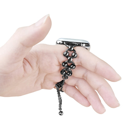 Steel Ball Chain Watch Band For Apple Watch Ultra 49mm&Watch Ultra 2 49mm / Series 9&8&7 45mm / SE 3&SE 2&6&SE&5&4 44mm / 3&2&1 42mm (Black) by buy2fix