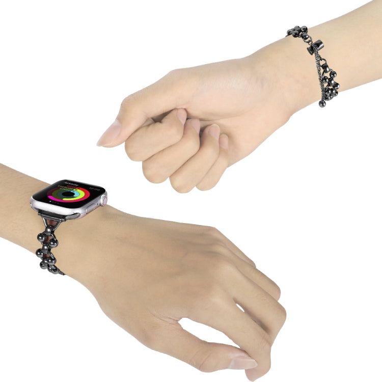 Steel Ball Chain Watch Band For Apple Watch Series 9&8&7 41mm / SE 3&SE 2&6&SE&5&4 40mm / 3&2&1 38mm (Black) by buy2fix