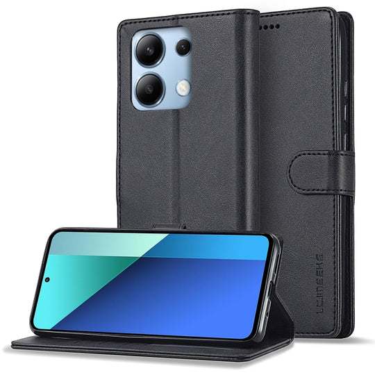 For Xiaomi Redmi Note 13 4G LC.IMEEKE Calf Texture Leather Phone Case(Black)