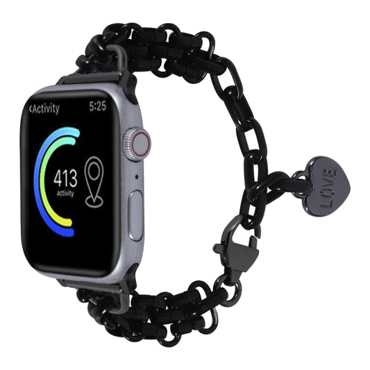 Stainless Steel Three Row Chain Watch Band For Apple Watch Series 9&8&7 41mm / SE 3&SE 2&6&SE&5&4 40mm / 3&2&1 38mm (Black) by buy2fix