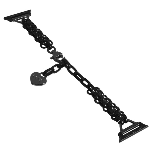 Stainless Steel Three Row Chain Watch Band For Apple Watch Series 9&8&7 41mm / SE 3&SE 2&6&SE&5&4 40mm / 3&2&1 38mm (Black) by buy2fix