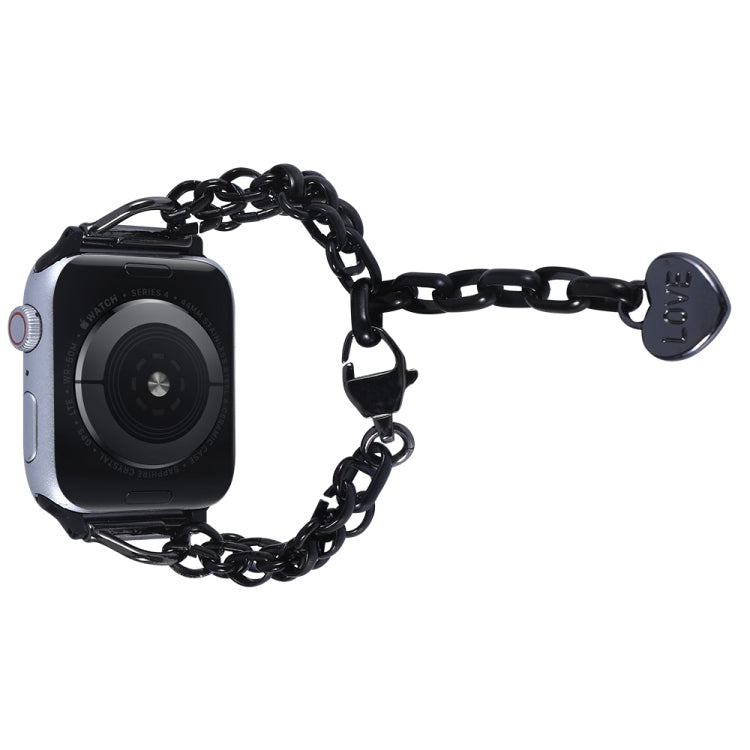 Stainless Steel Three Row Chain Watch Band For Apple Watch Series 9&8&7 41mm / SE 3&SE 2&6&SE&5&4 40mm / 3&2&1 38mm (Black) by buy2fix