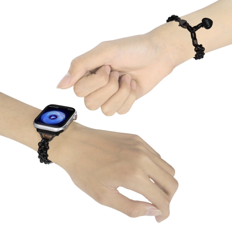 Stainless Steel Three Row Chain Watch Band For Apple Watch Series 9&8&7 41mm / SE 3&SE 2&6&SE&5&4 40mm / 3&2&1 38mm (Black) by buy2fix