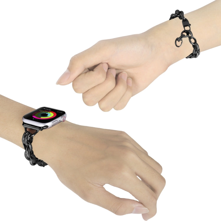 Metal Ripple Twist Chain Watch Band For Apple Watch Ultra 49mm&Watch Ultra 2 49mm / Series 9&8&7 45mm / SE 3&SE 2&6&SE&5&4 44mm / 3&2&1 42mm (Black) by buy2fix