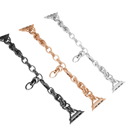 Metal Ripple Twist Chain Watch Band For Apple Watch Ultra 49mm&Watch Ultra 2 49mm / Series 9&8&7 45mm / SE 3&SE 2&6&SE&5&4 44mm / 3&2&1 42mm (Black) by buy2fix