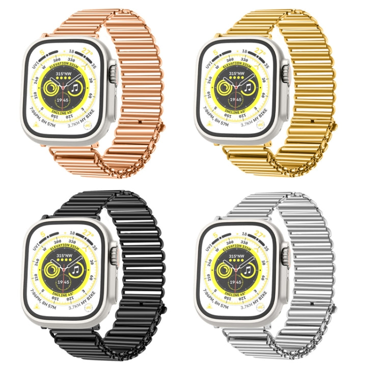 Chain Buckle Stainless Steel Watch Band For Apple Watch Ultra 49mm&Watch Ultra 2 49mm / Series 9&8&7 45mm / SE 3&SE 2&6&SE&5&4 44mm / 3&2&1 42mm (Black) by buy2fix