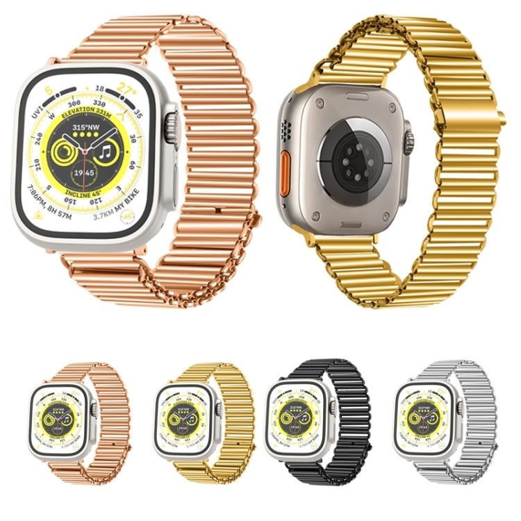 Chain Buckle Stainless Steel Watch Band For Apple Watch Series 9&8&7 41mm / SE 3&SE 2&6&SE&5&4 40mm / 3&2&1 38mm (Black) by buy2fix