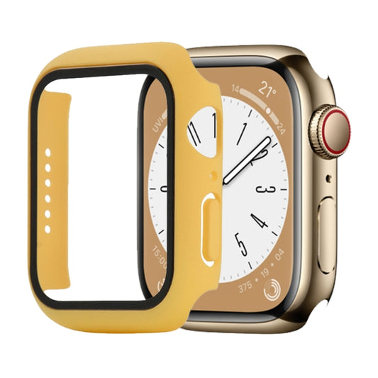 Shockproof PC+Tempered Glass Watch Protective Case For Apple Watch Series 9 / 8 / 7 41mm(Yellow) by buy2fix