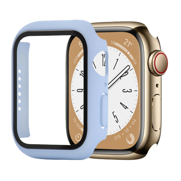 Shockproof PC+Tempered Glass Watch Protective Case For Apple Watch Series 9 / 8 / 7 45mm(Ice Sea Blue) by buy2fix