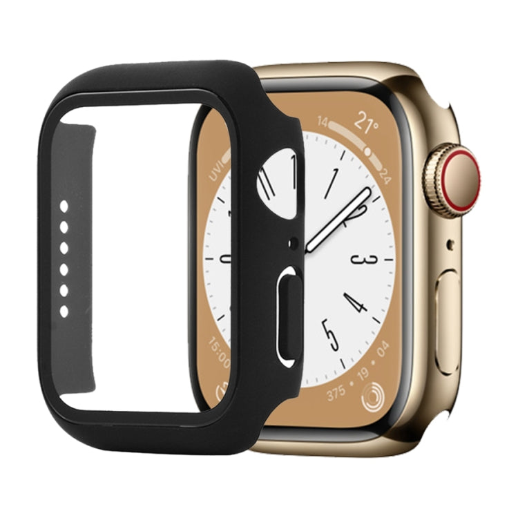 Shockproof PC+Tempered Glass Watch Protective Case For Apple Watch Series 9 / 8 / 7 45mm(Black) by buy2fix