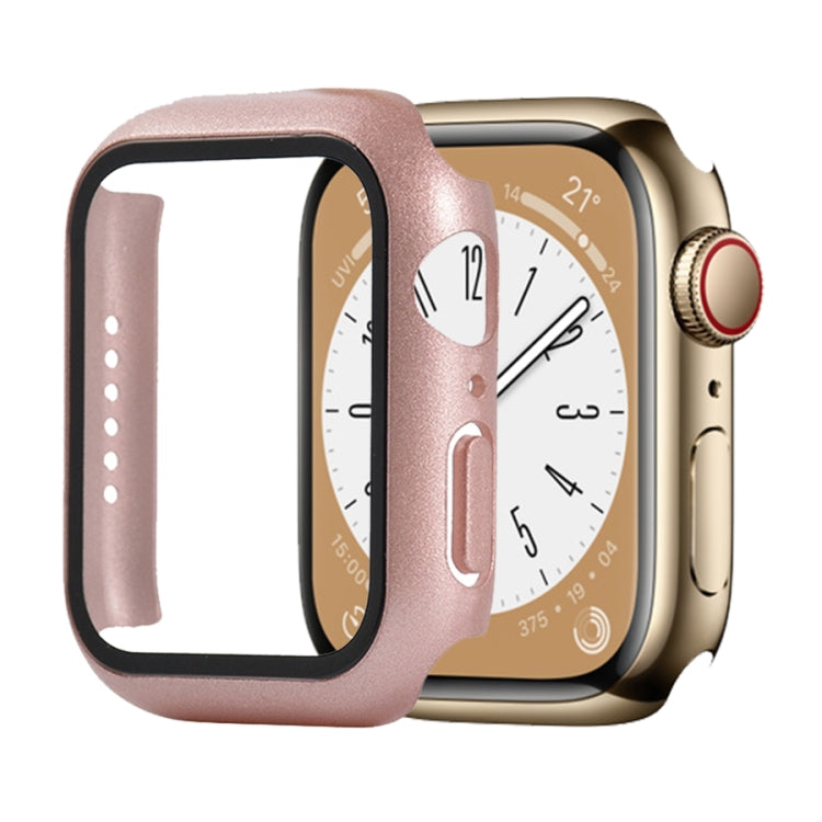 Shockproof PC+Tempered Glass Watch Protective Case For Apple Watch Series 9 / 8 / 7 45mm(Rose Gold) by buy2fix
