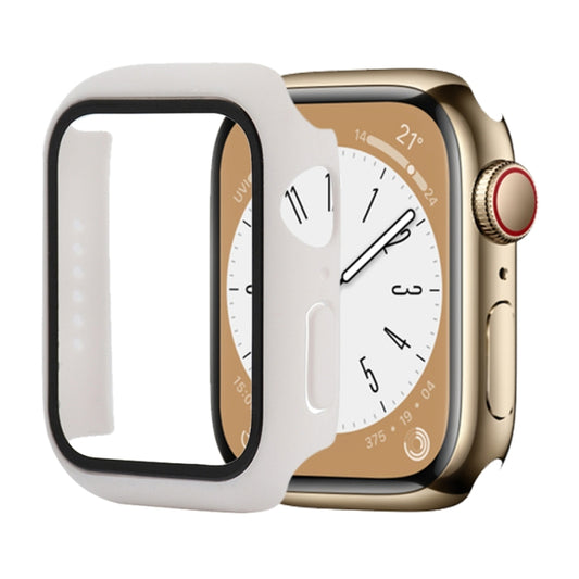 Shockproof PC+Tempered Glass Watch Protective Case For Apple Watch Series 9 / 8 / 7 45mm(White) by buy2fix
