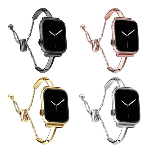 Stainless Steel Bracelet Watch Band For Apple Watch Series 9&8&7 41mm / SE 3&SE 2&6&SE&5&4 40mm / 3&2&1 38mm(Black) by buy2fix