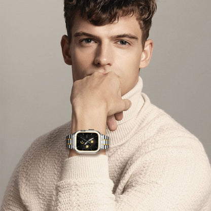 Metal Integrated Watch Protective Case For Apple Watch Series 9 / 8 / 7 45mm(Silver Gold) by buy2fix