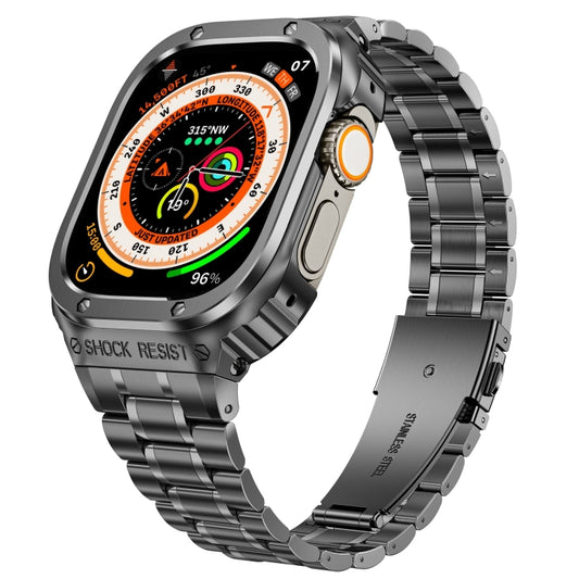 Metal Integrated Watch Protective Case For Apple Watch Series 9 / 8 / 7 45mm(Grey) - Watch Cases by buy2fix | Online Shopping UK | buy2fix