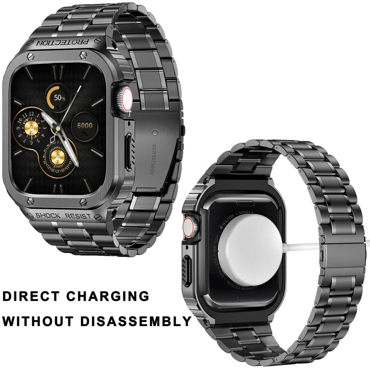 Metal Integrated Watch Protective Case For Apple Watch Series 9 / 8 / 7 45mm(Grey) - Watch Cases by buy2fix | Online Shopping UK | buy2fix