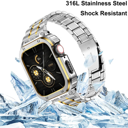 Metal Integrated Watch Protective Case For Apple Watch Ultra 3 / 2 / 1 49mm(Silver Gold) by buy2fix