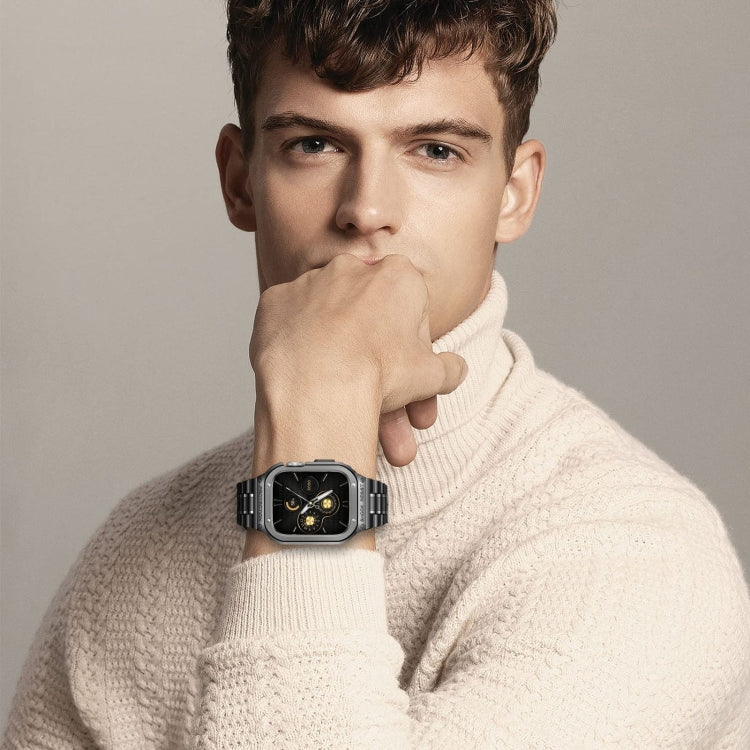 Metal Integrated Watch Protective Case For Apple Watch Series SE 2025&6&SE&5&4 44mm(Grey) by buy2fix