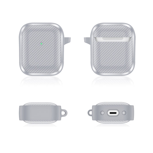 For AirPods 1 / 2 Photo Frame Carbon Fiber Series Earphone Case(Dark Grey) - For AirPods 1/2 by buy2fix | Online Shopping UK | buy2fix