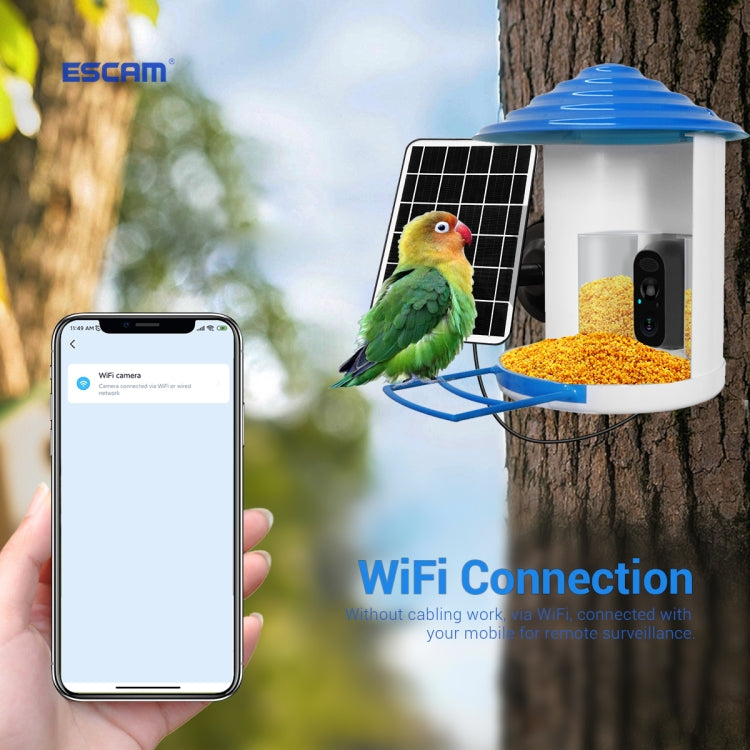 ESCAM PT389 IP66 Waterproof 2MP PIR Motion Detection Two-way Audio Night Vision WiFi Camera with AI Bird Recognition Bird Watching House - Wireless Camera by ESCAM | Online Shopping UK | buy2fix