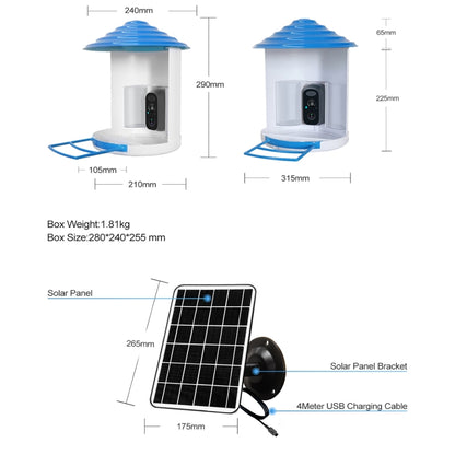 ESCAM PT389 IP66 Waterproof 2MP PIR Motion Detection Two-way Audio Night Vision WiFi Camera with AI Bird Recognition Bird Watching House - Wireless Camera by ESCAM | Online Shopping UK | buy2fix