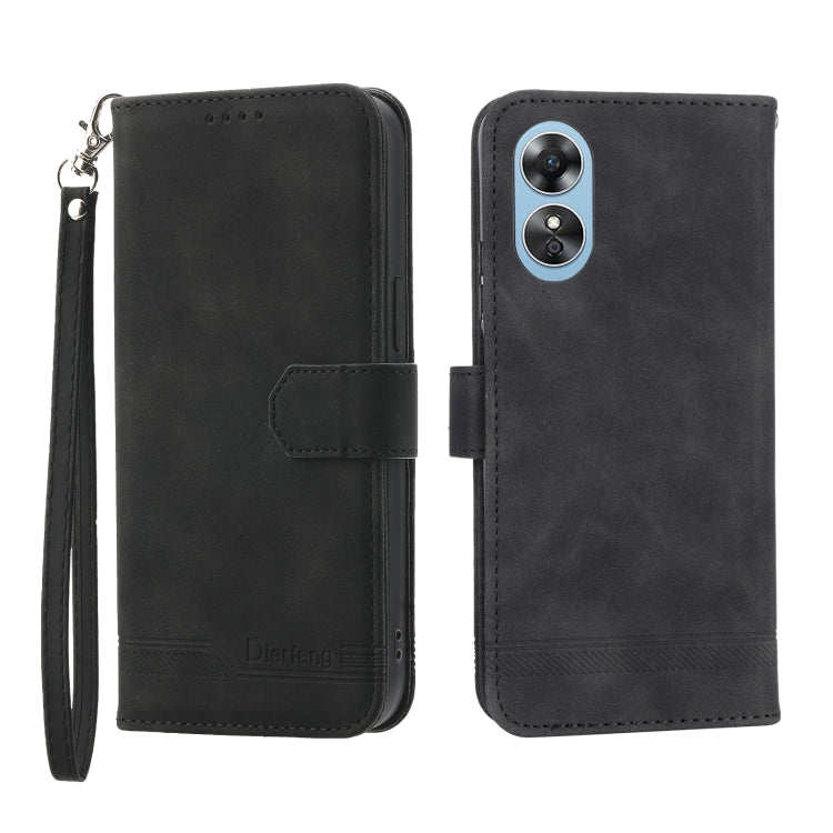 For OPPO Reno8 T 4G Global Dierfeng Dream Line TPU + PU Leather Phone Case(Black) by buy2fix